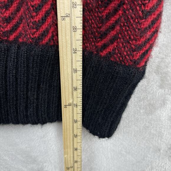 Vtg 80's Saito Small Chevron Large Button Wool Sweater Boom Boom Shoulder Pads - Picture 13 of 16